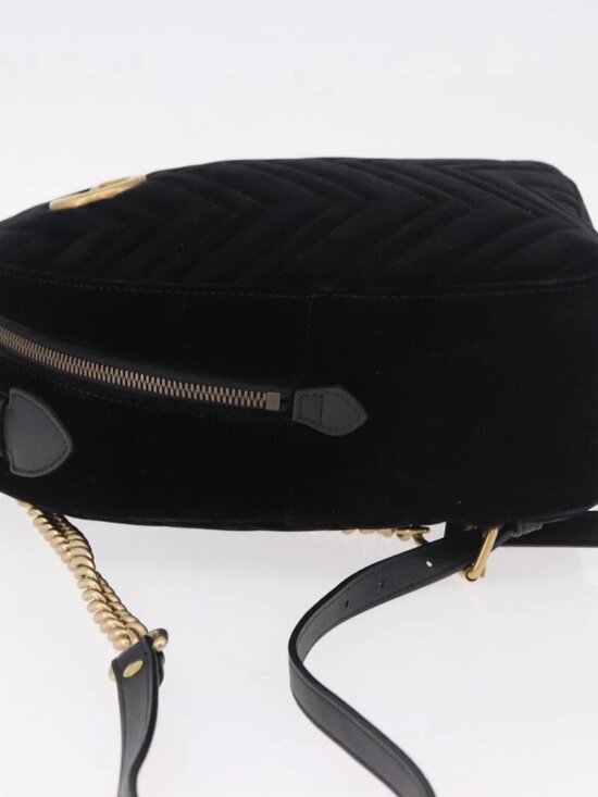 GUCCI GG Marmont Backpack Velor Black Gold 524568 Auth main image 11